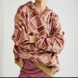Free People We the Free It's A Vibe Printed Oversized Hoodie in Warm Combo